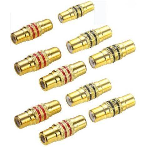 10 gold plated female to female RCA adapters, couplers for audio and video (1/5)