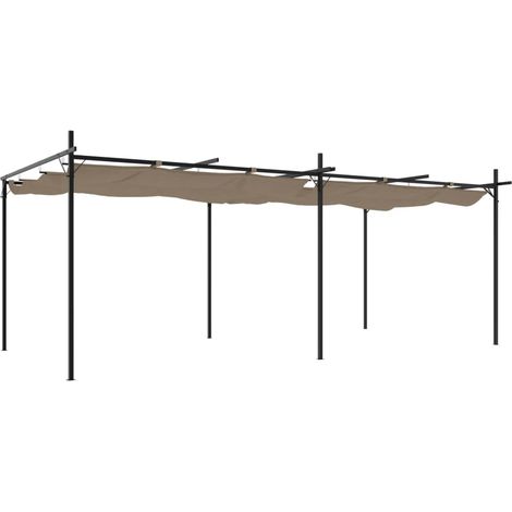 Pergola avec toit rétractable taupe 589x292x230 cm (1/5)