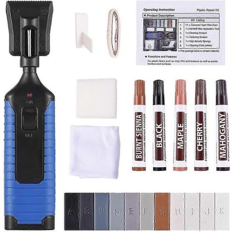 Kit de réparation pour sols en vinyle, vinyle stratifié, PVC, plastique, meubles et revêtements de sol avec stylo chauffant 1 (1/4)