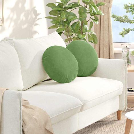 vidaXL  Seat Cushions  2 pcs Light Green Ø 40 x 13 cm Velvet