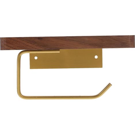 Porte-rouleau WC, aluminium/bois/noyer/sans perçage/avec étagère (1/5)