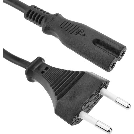 BeMatik - Câble d'alimentation électrique IEC-60320 1.5m. Fiche C7 femelle à bipolaire mâle (1/5)