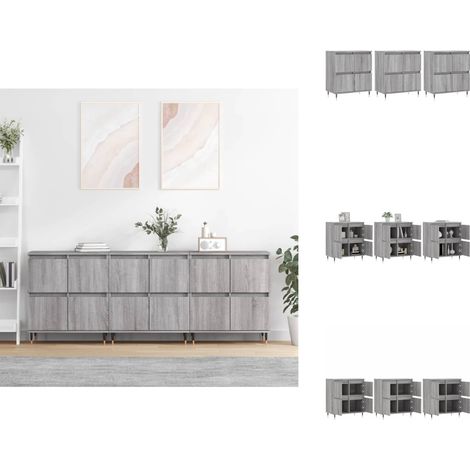 Sideboards 3 Stk. Grau Sonoma Holzwerkstoff - Schreibtisch - Wohnzimmermöbel - Sideboard - Grau - Holzmöbel (1/5)