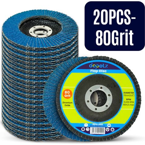 Dapetz ® Flap Discs 80 Grit 115mm Zirconia Grinding Discs Zirconium Sanding Discs for 4.5" Angle Grinder to Sanding Grinding Metal Wood and Stainless Steel 20X (1/5)