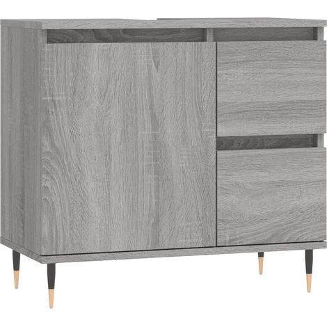 Armario de baño gris Sonoma 65 x 33 x 60 cm con cajones grandes y puerta diseño industrial de madera contrachapada gris 020049038 (1/5)