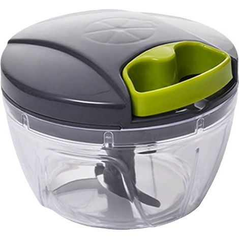 2pcs Hachoir à oignon manuel, trancheur de légumes 520ml, hachoir à oignon avec 3 Lames , hachoir multifonction avec cordon, hachoir à oignon à l'ail (Vert-400ml) (1/2)