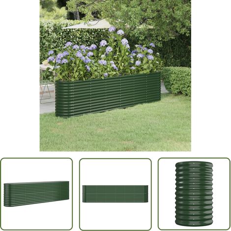 The Living Store Lit surélevé de jardin Acier enduit de poudre 260x40x68 cm Vert - Jardinière Surélevée - Bac À Fleurs - Pot De Fleurs Extérieur - Décoration Jardin - Plante Extérieure (1/5)