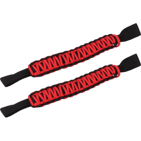 29,6 cm lange, rutschfeste Paracord-Haltegriffe, Überrollbügel, universell für PKW, SUV, ATV, UTV, Wohnmobil, Schwarz und Rot (1/5)