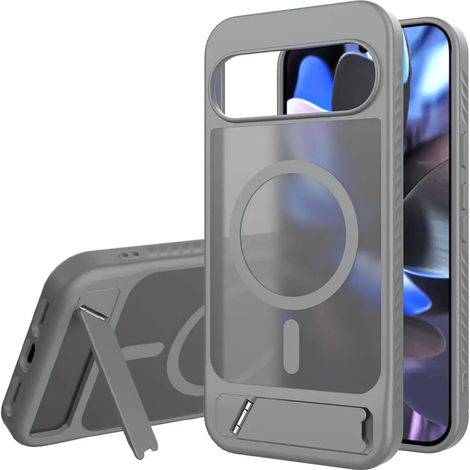 (Gris, Google Pixel 9 Pro XL) Étui de téléphone à chargement magnétique, ultra-fin et rigide, résistant aux chocs, avec support (1/5)