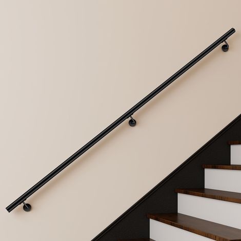 Main courante inox 304 pour intérieur et extérieur -couleur noir- en 240cm-Fixation murale incluse