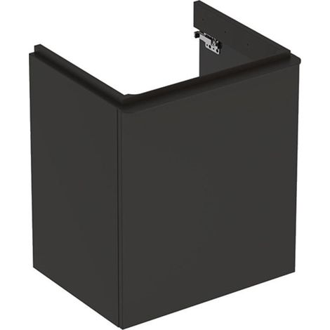 Meuble bas Geberit Smyle Square pour lavabo,avec une porte: Largeur 53.6cm, Hauteur 61.7cm, Profondeur 43.3cm, gris velouté / laqué mat, gris velouté / thermopoudré mat, Largeur de lavabo:55cm, Charni