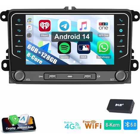 Autoradio Android 14 6+128G CarPlay GPS 8 cœurs pour VW GOLF 5 Touran Caddy Tiguan DAB+ BOX (1/5)