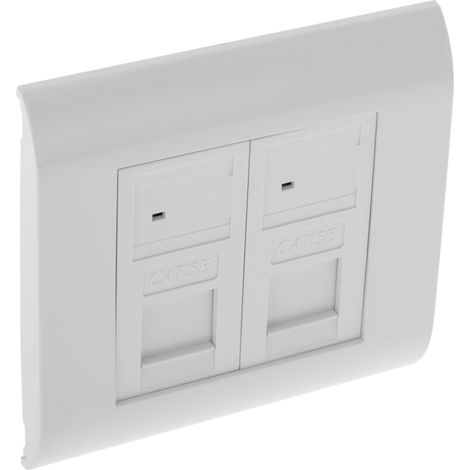 BeMatik - Caja de pared o canaleta de 80x80 con 2 RJ45 UTP Cat.5e 568B