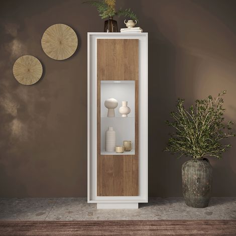 Vitrine moderne laqué blanc mat/mercure Rosine (1/4)