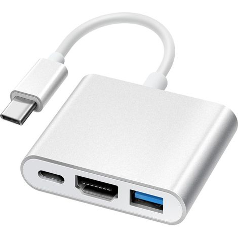 Adaptateur multiport USB-C vers HDMI avec HDMI 4K, convertisseur AV numérique Type-C 3 en 1 (1/5)