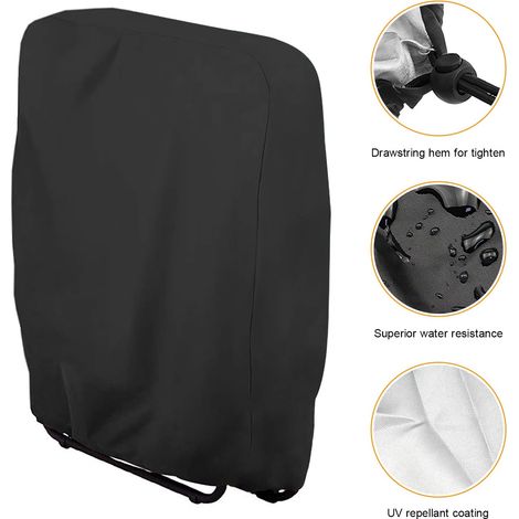 Lot de 2 housses noires imperméables pour chaises longues pliantes (71x110 cm), protégeant votre fauteuil de relaxation. (1/3)