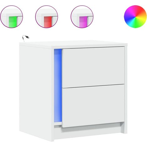 Maison Exclusive - Nachttisch mit LED-Leuchten Weiß Holzwerkstoff