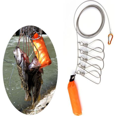 Attache pour poissons en acier inoxydable avec câble et mousquetons de sécurité pour la pêche
