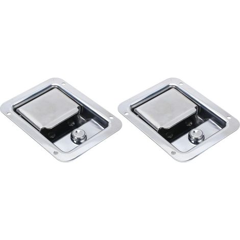 Lot de 2 Loquets de Porte à Palette de Remorque, 140 X 108 Mm, étanches, en Acier Inoxydable, Loquets de Poignée Encastrés avec clé, Serrure de Porte de Remorque RV pour Boîte à Outils, (1/5)
