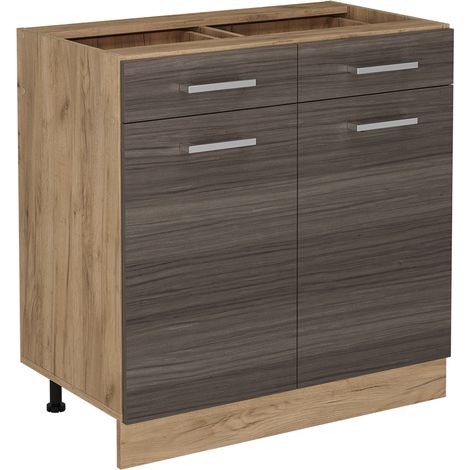 Mobiletto base per cucina R-Line, Grigio nobile, 80 cm senza piano di lavoro, Vicco