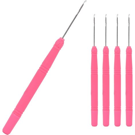 Crochet Hook Pour Extensions Capillaires, Outil de Tirage en Plastique Rouge Rose, Aiguille à Tresser pour Coiffure, Lot de 1, Usage Professionnel (1/5)