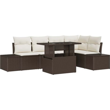 Maison Exclusive - Set Divano da Giardino 6 pcs Marrone Poly Rattan (1/5)