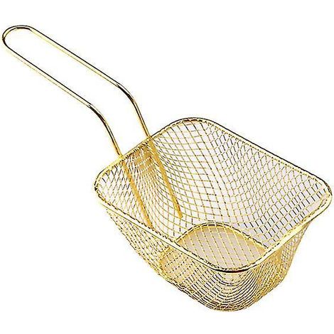 Frittierkorb, Snackeimer, Aufbewahrungskorb für frittiertes Hähnchen, Frittierkorb, Ölsieb, kreativer Geschirrbehälter – J – Klein – Gold