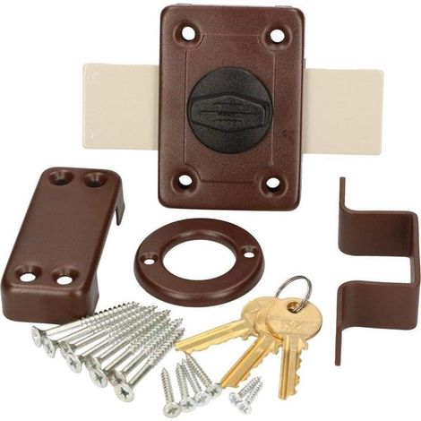 KOTARBAU Serrure à visser - 140 mm - Serrure à combinaison - Serrure de porte - Serrure à cylindre profilé - Serrure supplémentaire pour garage - Serrure de porte - Marron (1/5)