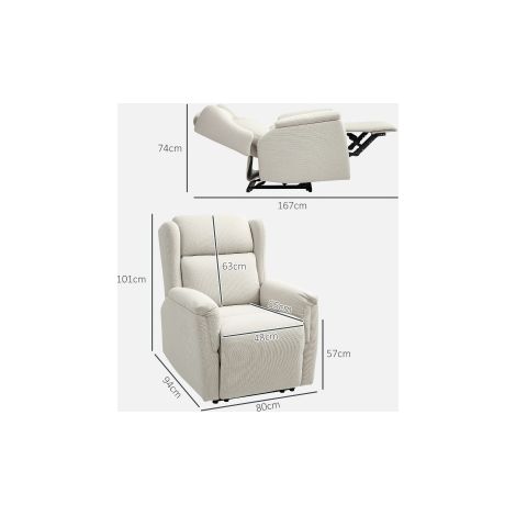 Fauteuil relax beige avec dossier inclinable et ressorts ensachés, rembourrage moelleux, charge 150 kg pour salon et chambre (1/5)
