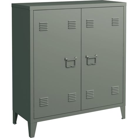 Armadietto spogliatoio da ufficio per ufficio officina camera da letto ufficio in metallo acciaio con 2 ante 90 x 80 x 33 cm grigio scuro 030006338