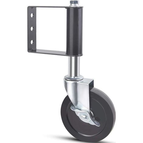 Roues de portail pour portail en bois, roulette de portail à ressort robuste pour portail pivotant en tube de bois et métal, petite roue de support de portail de clôture avec frein de verrouillage lat (1/4)