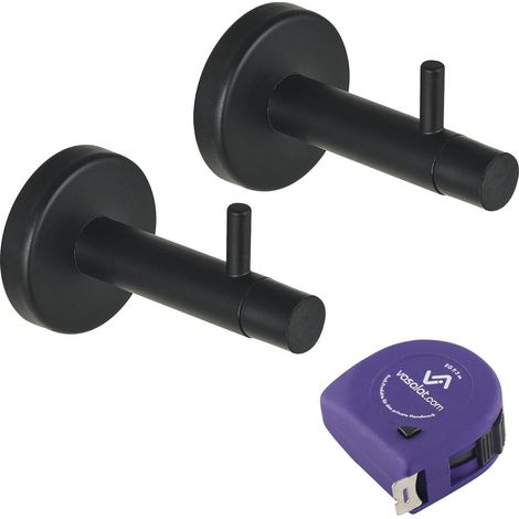 vasalat Türstopper Wand mit Dämpfer - Tür Stopper Wand mit Gummipuffer und Haken ø 14mm, Länge 82mm, Türpuffer zum Schutz von Wand & Tür, schwarz - 2 Stück (1/4)