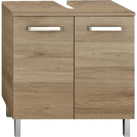 Badezimmer Waschtisch-Unterschrank OSTENDE-66 in Sanremo Eiche Terra quer Nb. - B/H/T: 60/62/33cm (1/4)