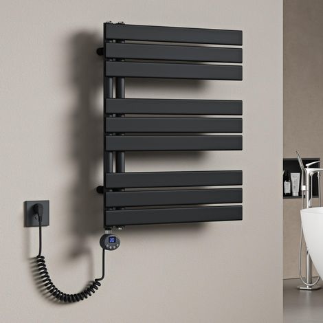 Mai & Mai Radiatore da Bagno 76x60cm con Elemento Riscaldante 600W, Radiatore Scaldasalviette Termoarredo da Bagno Scalda Portasciugamani da Parete e Pavimento in Acciaio, Antracite FN (1/5)