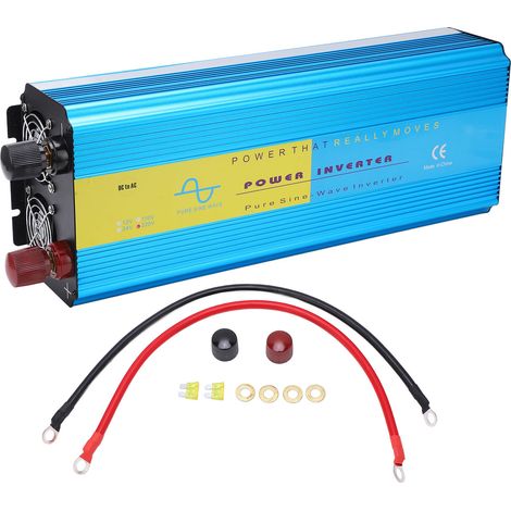 Onduleur 4000W DC12V avec écran LCD, double prise universelle, 2 ventilateurs de refroidissement, convertisseur d'onde sinusoïdale pure pour voiture, extérieur, maison (AC110V 60+/3Hz) (1/5)