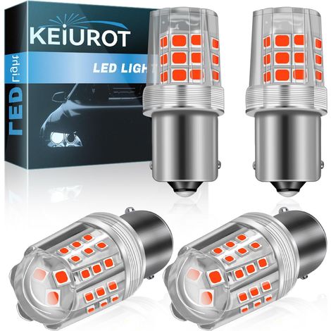 Ampoules LED 1156, BA15S Ampoule de Feu Stop Rouge 1073 7506 1141 1003 Ampoules de Voiture LED pour Ampoule de remorque de Voiture RV 2835 39SMD 12V-50V(4PCS) (1/5)