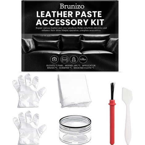 Lederpflege-Set für Zuhause: Zur Reparatur von Kratzern in Leder, Autositzen und Sofarissen – Enthält 1 Paar Handschuhe, 1 Mischbehälter, 1 Applikationspinsel, 1 Schaber und 1 Stütztuch. -- DTEKGAZ (1/5)