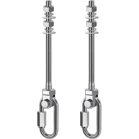 2pcs Crochet de Hamac, M10 x 180mm Accroche de Balançoire Fixation Fauteuil Suspendu Pivot Ensemble Support Fixation Plafond/Poutre pour Corde Yoga/Cerceau Aérien/Sac Frappe/Sac Sable,1500lbs