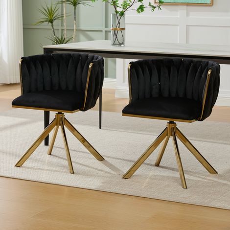 Drehstuhl 180° Ergonomisches Design mit Verstellbaren Rutschfesten Fußgleitern für Büro Samt Schwarz 56 x 50 x 70 cm