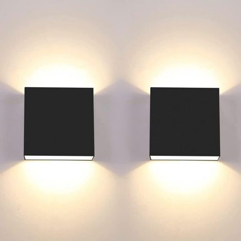 2 pièces mur LED lumière 6W moderne intérieur applique murale 3000K noir carré applique murale pour chambre salon (1/4)