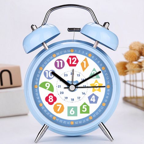 ZOLGINAH Réveil Enfant Analogique Garçon Fille Silencieux Horloges de Table alimentées par Batterie sans coutil de Chevet Grande Fonction Lumineuse Snooze Light pour Bureau de Chambre (bleu)