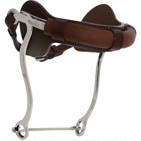 marrone - Hackamore in acciaio inox rivestito in cuoio con sottobarbozzale