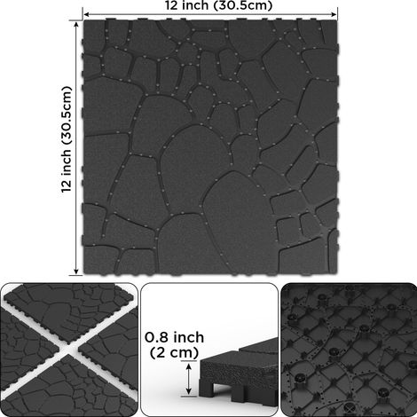 44 Klick-Terrassenfliesen 30,5 × 30,5 × 2 cm aus PP, dunkelgrau – MEUBLIV (1/5)