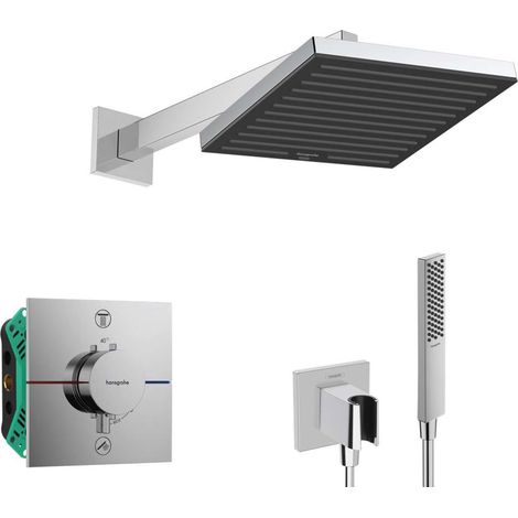 Hansgrohe - Conjunto de ducha con termostato empotrado con cuerpo de montaje, 26x26, cromo SANI21HHH003 (1/5)