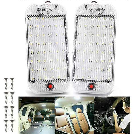 ZMLEVELot de 2 plafonniers LED blancs pour caravane, camping-car, remorque et véhicule de loisirs (48 LED), accessoires automobiles (1/5)
