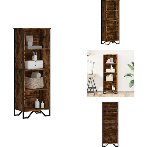 Bibliothèque chêne fumé 50x31x137,5 cm bois d'ingénierie - Bibliothèque - Bibliothèques - Étagère - Armoire De Rangement (1/5)