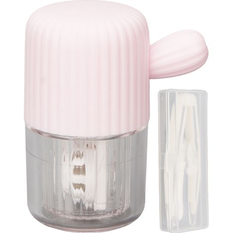 Étui de nettoyage manuel pour lentilles de contact, portable, rose, boîtier de lavage mini pour usage quotidien (1/5)