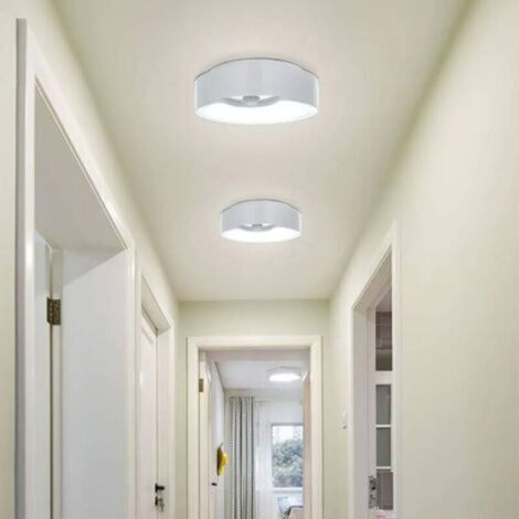 Plafonnier LED à Détecteur de Mouvement, Lampe de Plafond Intérieure Super Lumineuse à Piles, pour Grenier, Buanderie, Garage, Couloir, Escalier, 19cm 300LM Lumière du Jour (1/3)