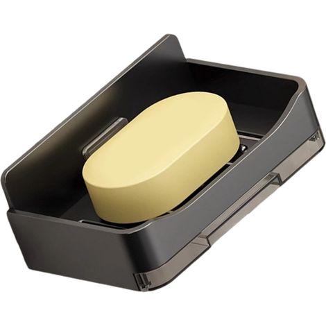 Porte-savon moderne pour salle de bain, en plastique, avec égouttoir et support mural pour éponge.-AquaForge