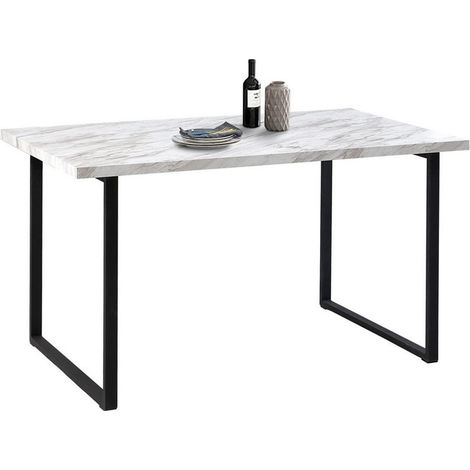 Dining Table,120cm Rectangle Table, Vintage Effect Kitchen Table with Metal legs,Marble (1/4)